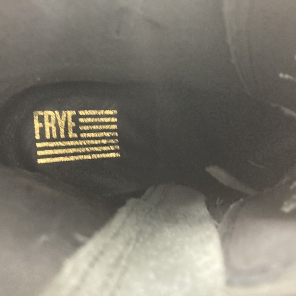 Frye Sabrina Double Buckle Black Leather Zipper Stacked Heels Mid Calf Boot 6M - Picture 15 of 16